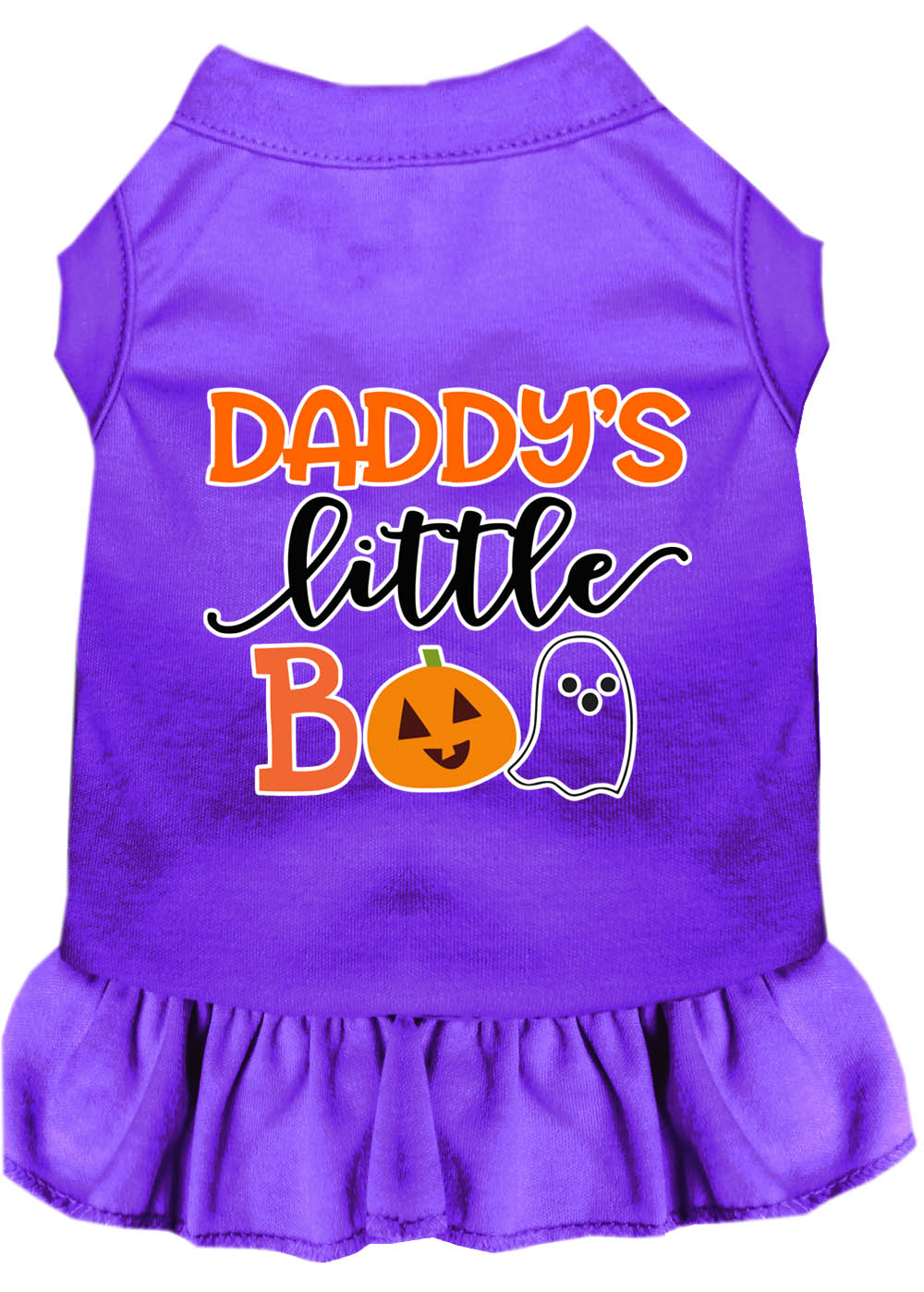 Daddy's Little Boo Screen Print Dog Dress Purple XXXL